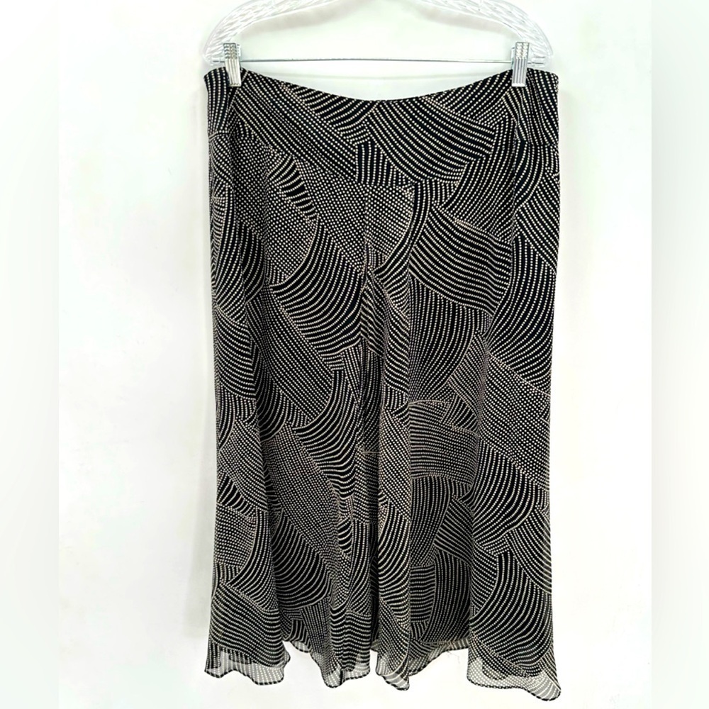 JONES NEW YORK Vintage woman black geometric silk lined classic midi skirt 16W